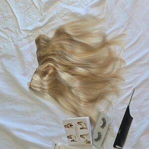 Halo human hair extensions 14” long blonde 60A Goo Goo New unused**